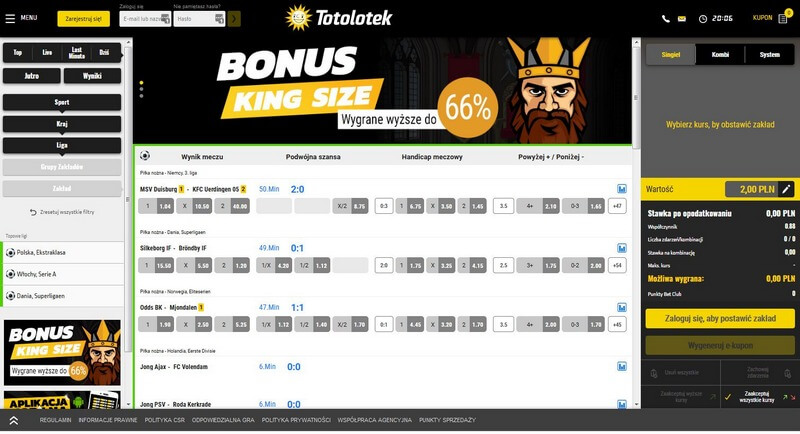 Totolotek zakłady piłkarskie Oferta