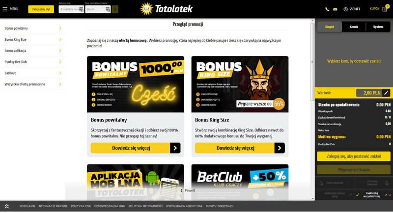 Totolotek zakłady piłkarskie Oferta