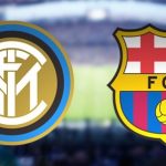 Obrazek przedstawia logo zespołów Inter Mediolan i FC Barcelona