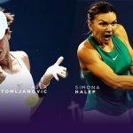 Obrazek przedstawia Ajlę Tomljanovic oraz Simonę Halep
