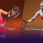 Obrazek przedstawia Ashleigh Barty i Anastasię Pavlyuchenkovą