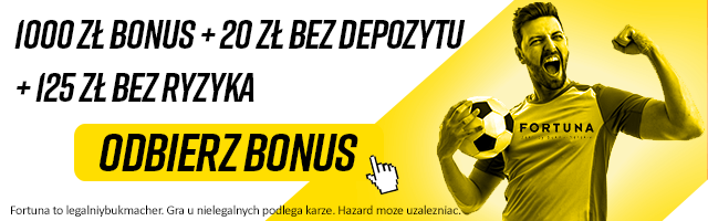 Freebet czyli darmowy zakład bukmacherski w ofercie legalnych bukmacherów w Polsce Belka prezentująca bonus fortuna