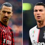 Obrazek przedstawia Zlatana Ibrahimovicia w koszulce AC Milan i Cristiano Ronaldo w trykocie Juvetntusu