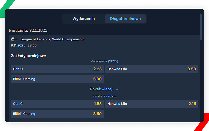 STS LoL kursy bukmacherskie