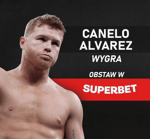 Grafika przedstawia Canelo Alvareza. Kursy na jego zwycięstwo można znaleźć w ofercie bukmachera Superbet.