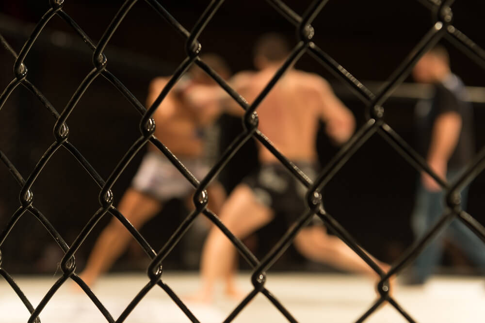 dwóch zawodników walczących w mma