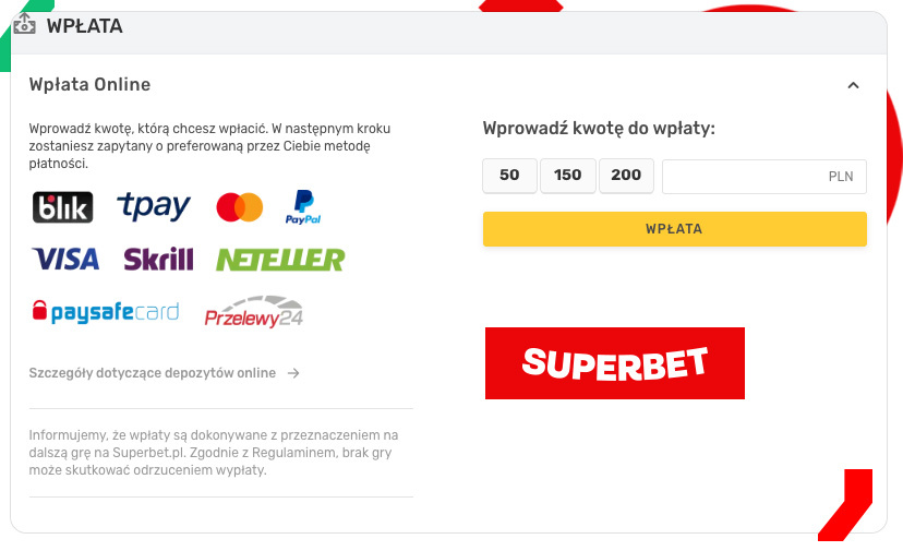 Superbet płatności