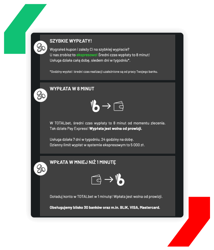 Metody płatności w TOTALbet