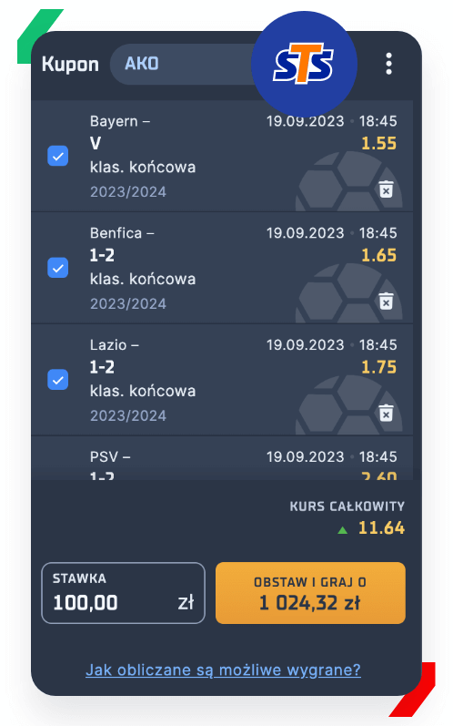 Kupon AKO na Ligę Mistrzów