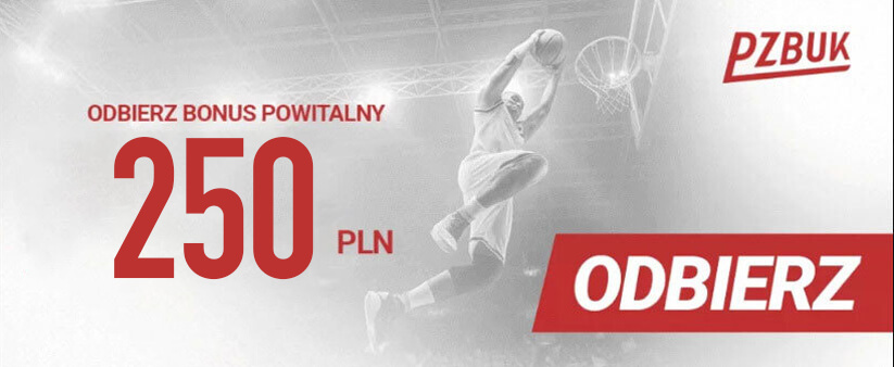 kwota bonusu powitalnego wraz z logo bukmachera Pzbuk