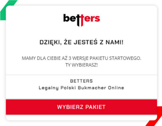 bonus na start betters przyznany