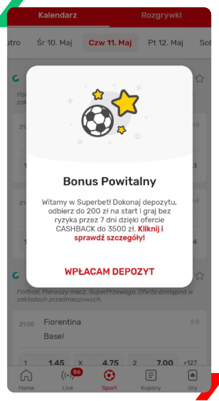 pakiet powitalny superbet