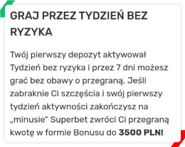 zakład bez ryzyka Superbet zasady