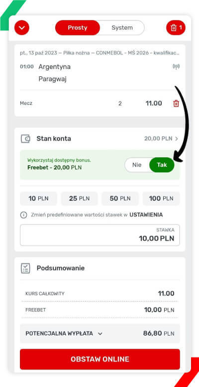 freebet wykorzystanie w aplikacji superbet