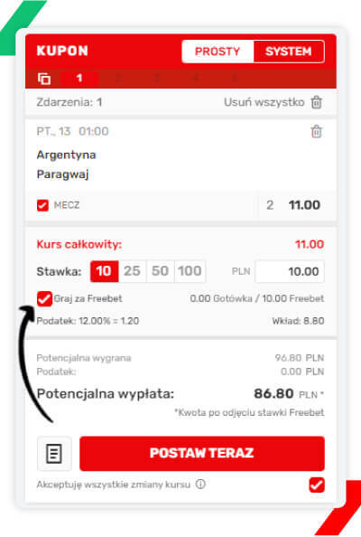 wykorzystanie freebetu na superbet.pl