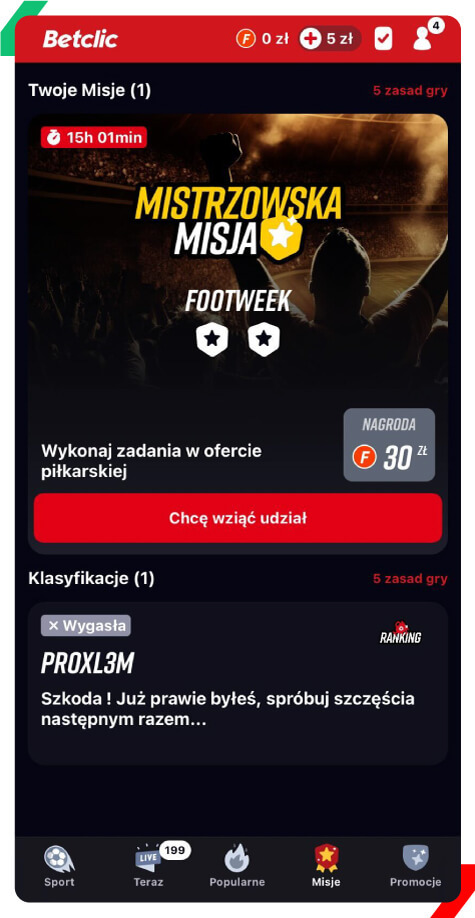 Betclic misje promocja