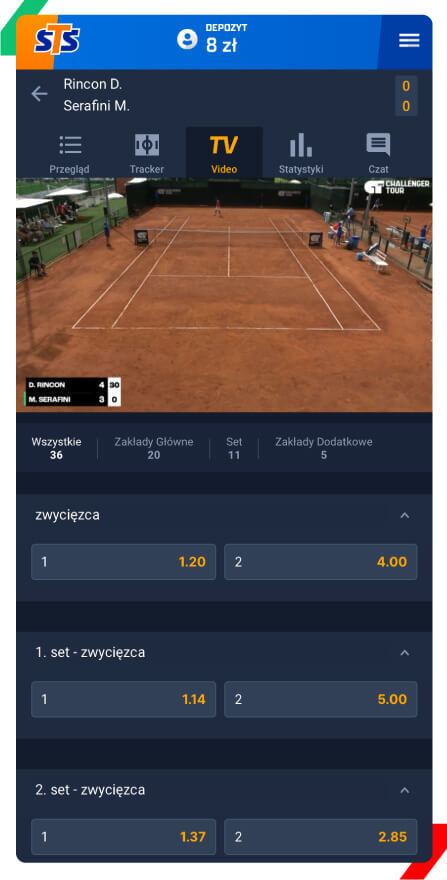 tenis na żywo sts