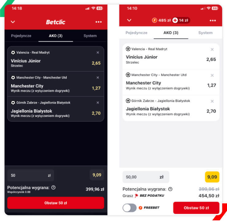 kupon bez podatku betclic porównanie