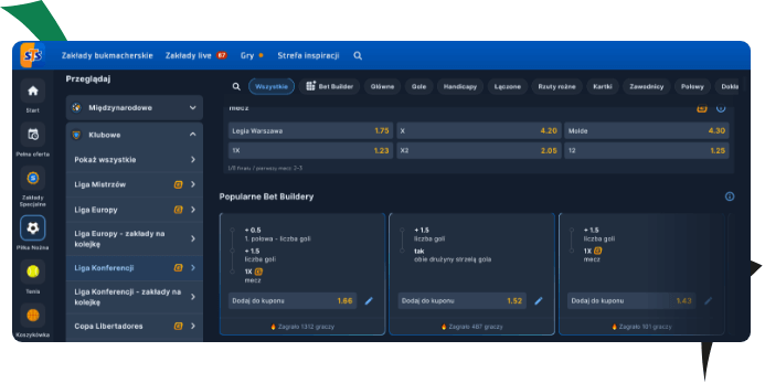 Sts sekcja popularne betbuildery