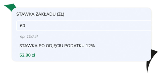 stawka zakładu bez podatku - kalkulator