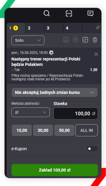 zakłady na selekcjonera w Fortunie