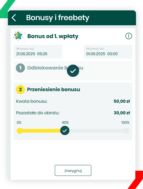 bonus od depozytu betfan na koncie gracza