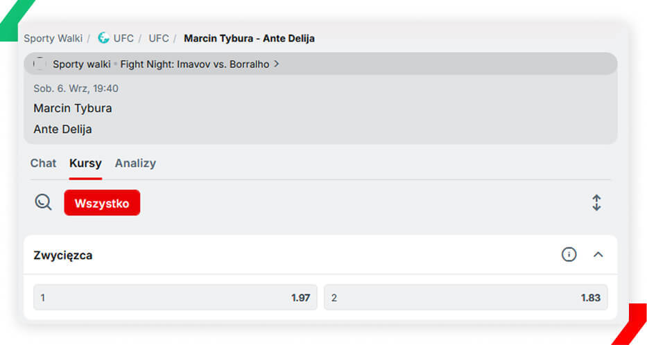Superbet UFC kursy