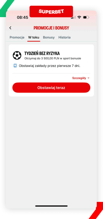 Superbet tydzień bez ryzyka - aktywny na koncie